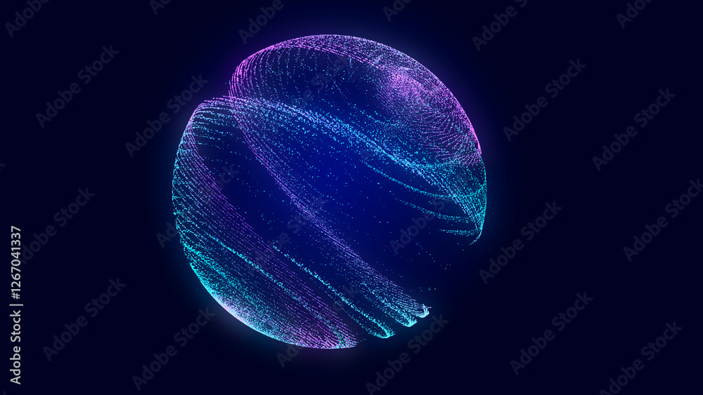 Poster abstract twisted, cosmic wormhole. technology background. data network. 3d rendering.