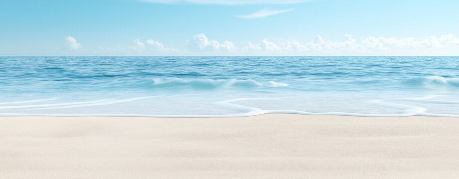 A pristine white sand against a backdrop of turquoise ocean waters ,brilliant turquoise. The sky above is a clear, vibrant blue, ,tropical beach ,natural beauty , coastal paradise.