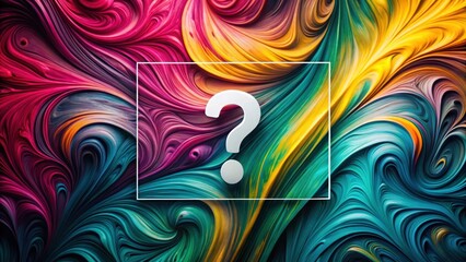 Abstract Swirling Paint Texture with a Central Question Mark