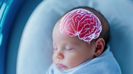 Baby with Brain Visualization Medical Concept  