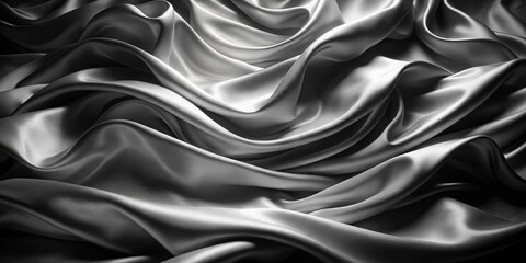 Fototapeta premium Elegant Draped Silver Fabric Texture Luxurious Smooth Waves and Soft Gleaming Surface for Design Inspiration