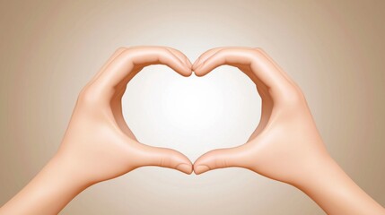 Fototapeta premium Hands Forming Heart Shape Against Soft Neutral Background for Love, Affection, and Connection Themes
