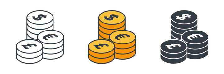 Coin icon symbol vector illustration isolated on white background
