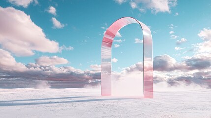 Ethereal Archway Against Serene Sky in Minimalistic Landscape