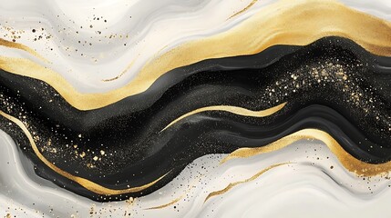 Obraz premium Abstract Black White Gold Swirling Marble Design