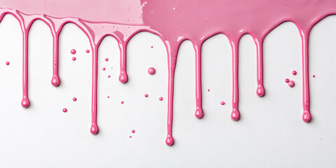 Naklejka premium Vibrant Pink Paint Dripping Isolated on a Clean White Background for Artistic Expression