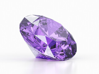 Purple Diamond Gemstone with high quality on a white background