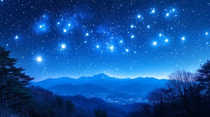 Fototapeta premium Night sky over mountains