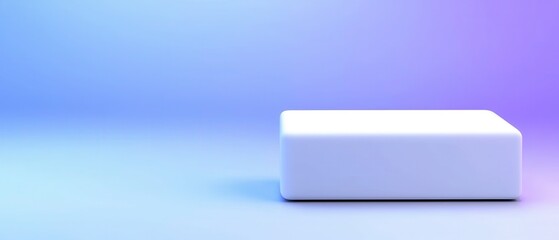 Minimalist White Block on Soft Gradient Background with Blue and Purple Hues for Creative Spaces