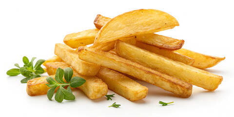 Crispy Potato Fries Isolated on a Clean White Background for Fast Food Lovers