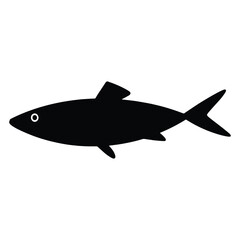 Black fish silhouette vector illustration, isolated on white background. Simple and minimalist design, ideal for logos, branding, and marine themed graphics.