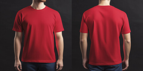 Blank red t shirt front and back mockup
