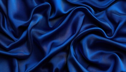Obraz premium Wavy dark blue silk fabric, background texture for luxury design use