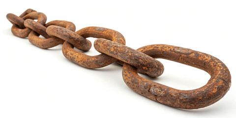 Another View of a Rusty Chain Square Isolated on a White Background for Creative Projects