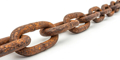 Obraz premium Rusty Chain Square Isolated on a White Background, Perfect for Industrial and Artistic Applications