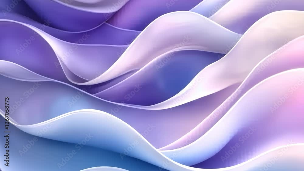 Poster flowing waves of pastel colors create a serene abstract visual experience in soft tones and gentle c