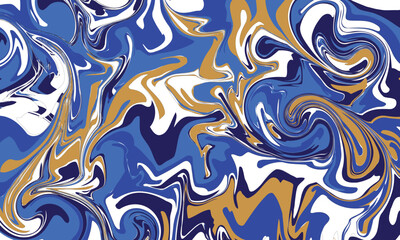 Colorful abstract artwork showcasing swirling patterns in blue, gold, and white tones. The vibrant display captures movement and artistic expression, perfect for backgrounds or artistic designs.