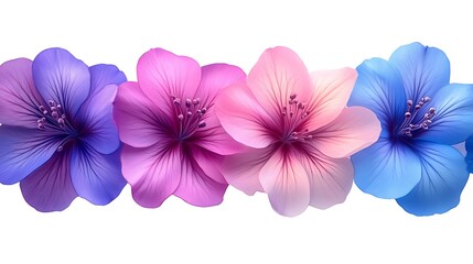 Fototapeta premium Vibrant pastel flowers arranged in a colorful row