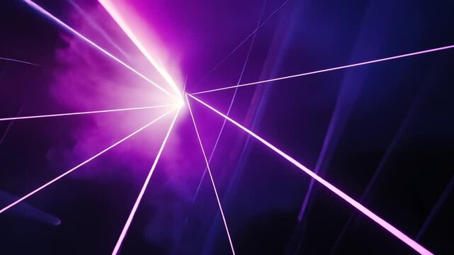 Vibrant laser beams cutting through dark atmosphere