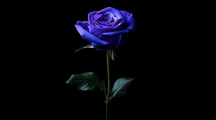 A Single Blue Rose Against a Black Background: Elegance and Mystery in Floral Photography © yasna 
