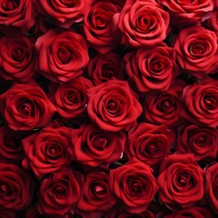 A bunch of red roses are arranged in a pattern