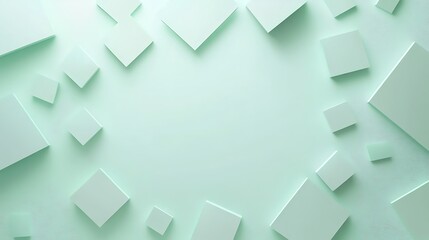 Obraz premium Pastel Green Geometric Shapes Abstract Background Design