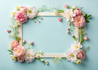 Obraz premium Simple, elegant floral frame. Minimalist botanical border design, ideal for backgrounds.