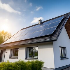 A house with a solar panel on the roof