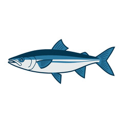 Saltwater fish flat design vector illustration. Fresh fish icon, perfect for seafood logos, restaurant branding, and fishing related designs.
