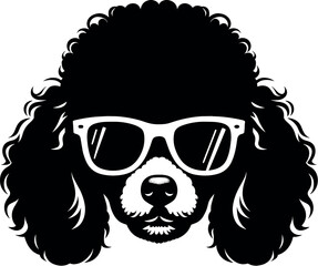 Poodle with Glasses vector black silhouette print design