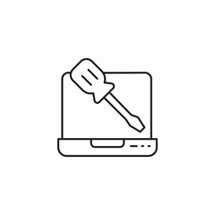 laptop screwdriver icon sign vector