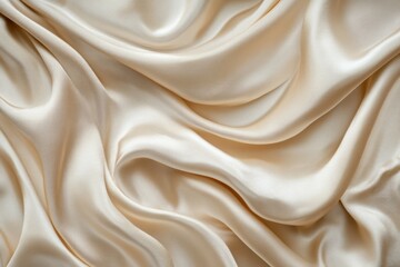 Obraz premium Luxurious beige silk fabric with smooth folds. Artificial Intelligence