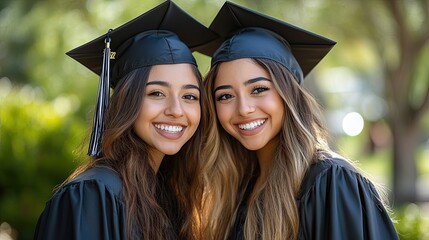 Graduation Caps and Gowns Photography Featuring Students in Caps and Gowns During Commencement, Ideal for Graduation Announcements, College Promotions, and Academic Content