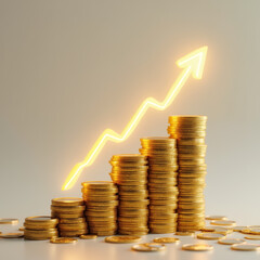 stack of gold coins forming an upward staircase
