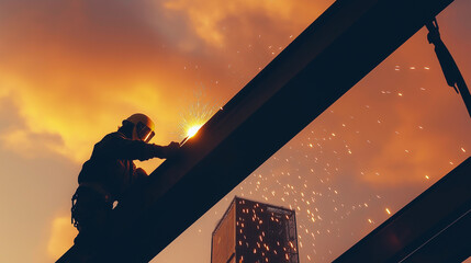 male welder at work in silhouette