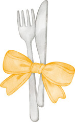 watercolor silverware