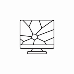 shattered computer screen icon sign vector