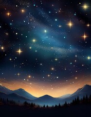 Fototapeta premium Night sky with stars sparkling on black background. Generated image