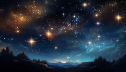 Night sky with stars sparkling on black background. Generated image