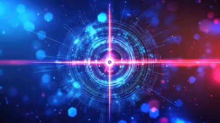Obraz premium A futuristic digital hologram of a target, symbolizing innovation, precision, and smart goal achievement.