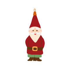 Retro gnome, fir tree toy.Vintage Christmas bauble ornament . Xmas holiday decor