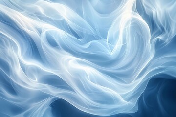 Obraz premium Ethereal Wisps of Blue and White Fabric Flow Gracefully in a Serene, Abstract Composition