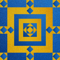 Muster in blau und gelb