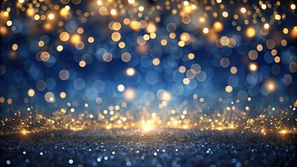 Obraz premium Abstract Sparkling Background Shimmering Blue and Gold Lights with Glitter Texture