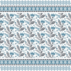 textile graphics featuring ornamental floral pattern with traditional border embroidery
