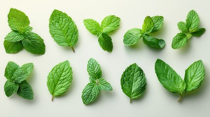 fresh mint leaves isolated on transparent background