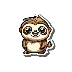 Naklejka premium Adorable Cartoon Sloth Sticker Happy and Playful Jungle Animal