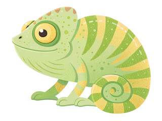 Colorful Cartoon Chameleon on a Transparent Background for Creative Projects and Illustrations