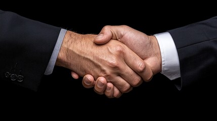 Businessmen shaking hands, agreement, deal, dark background, partnership
