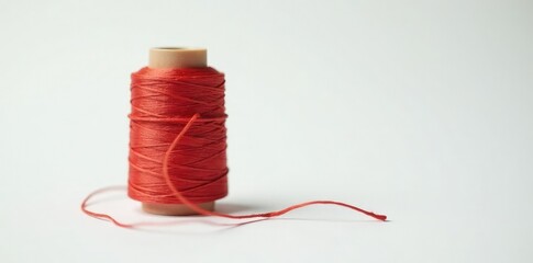 Thread bobbin on white background with soft focus, textiles, DIY